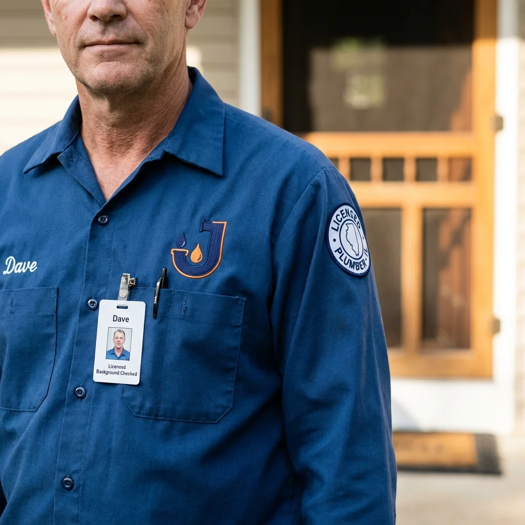 Licensed plumber showing ID badge in Sulphur, OK