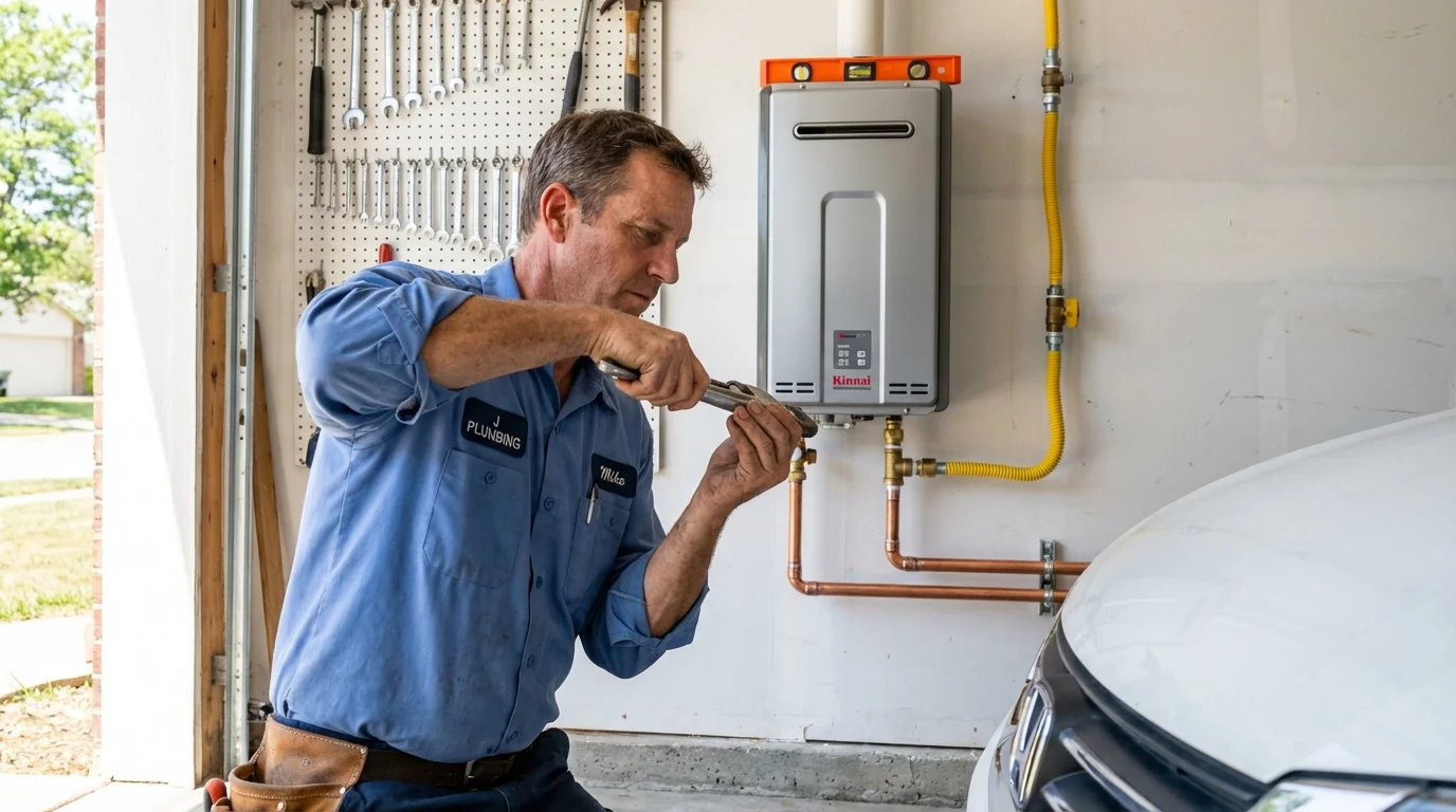 Tankless water heater installation by a Johns Plumbing LLC plumber in Sulphur